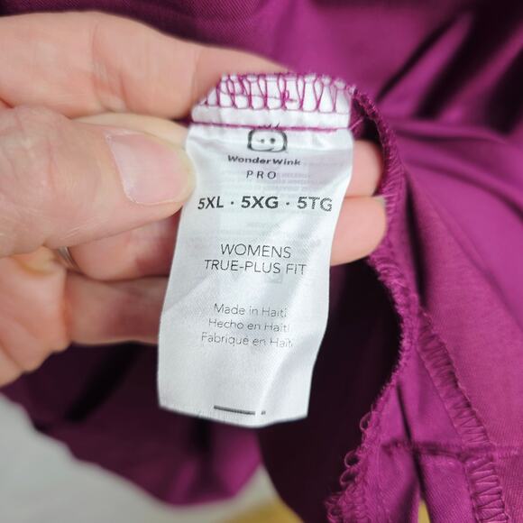 Wonder Wink Women's 4-Pocket V-Neck Short Sleeve Scrub Top #6319 Wine Color 5XL - Picture 12 of 15